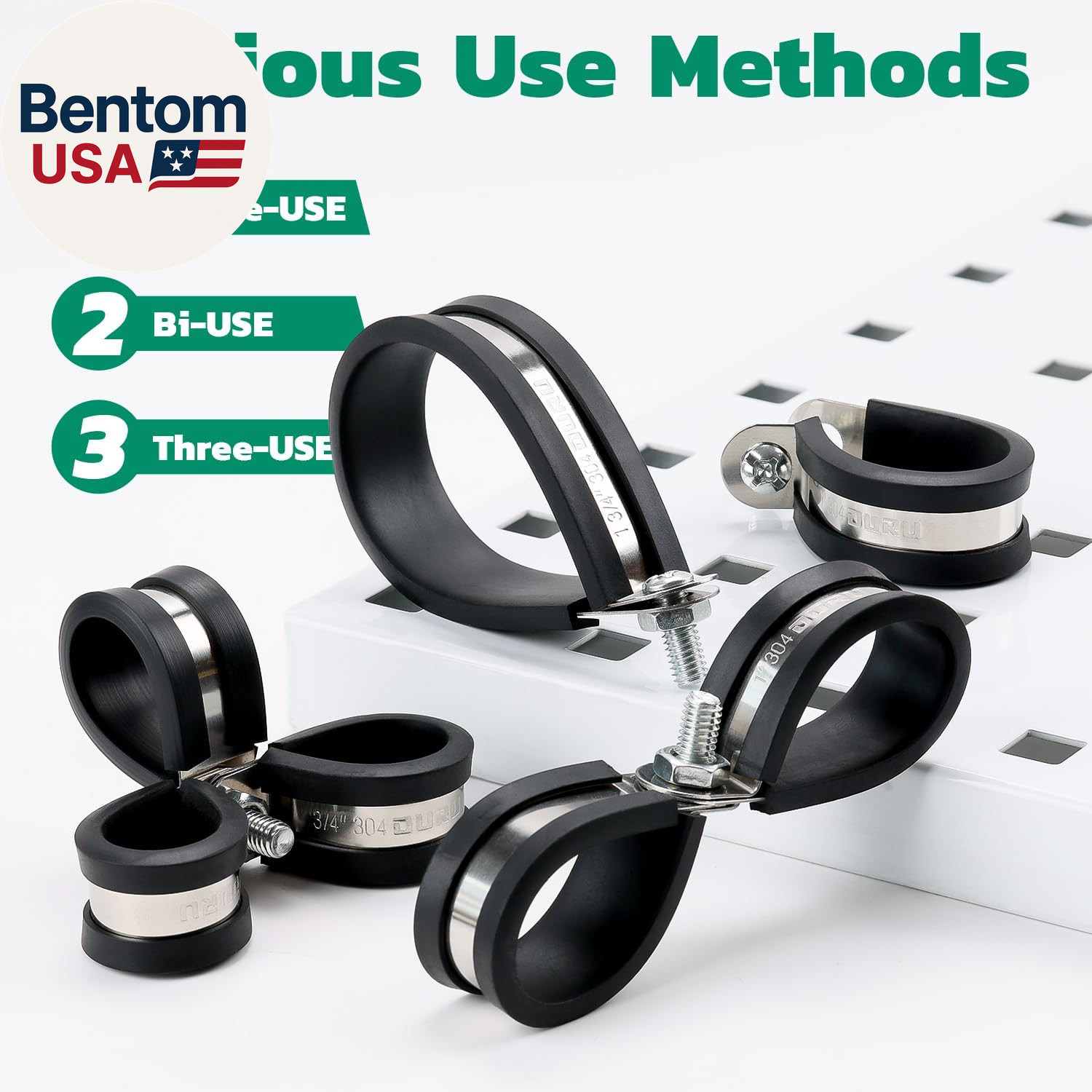 125PCS Cable Clamp,12 Sizes Stainless Steel Rubber Coated Cushioned Insulated Ca