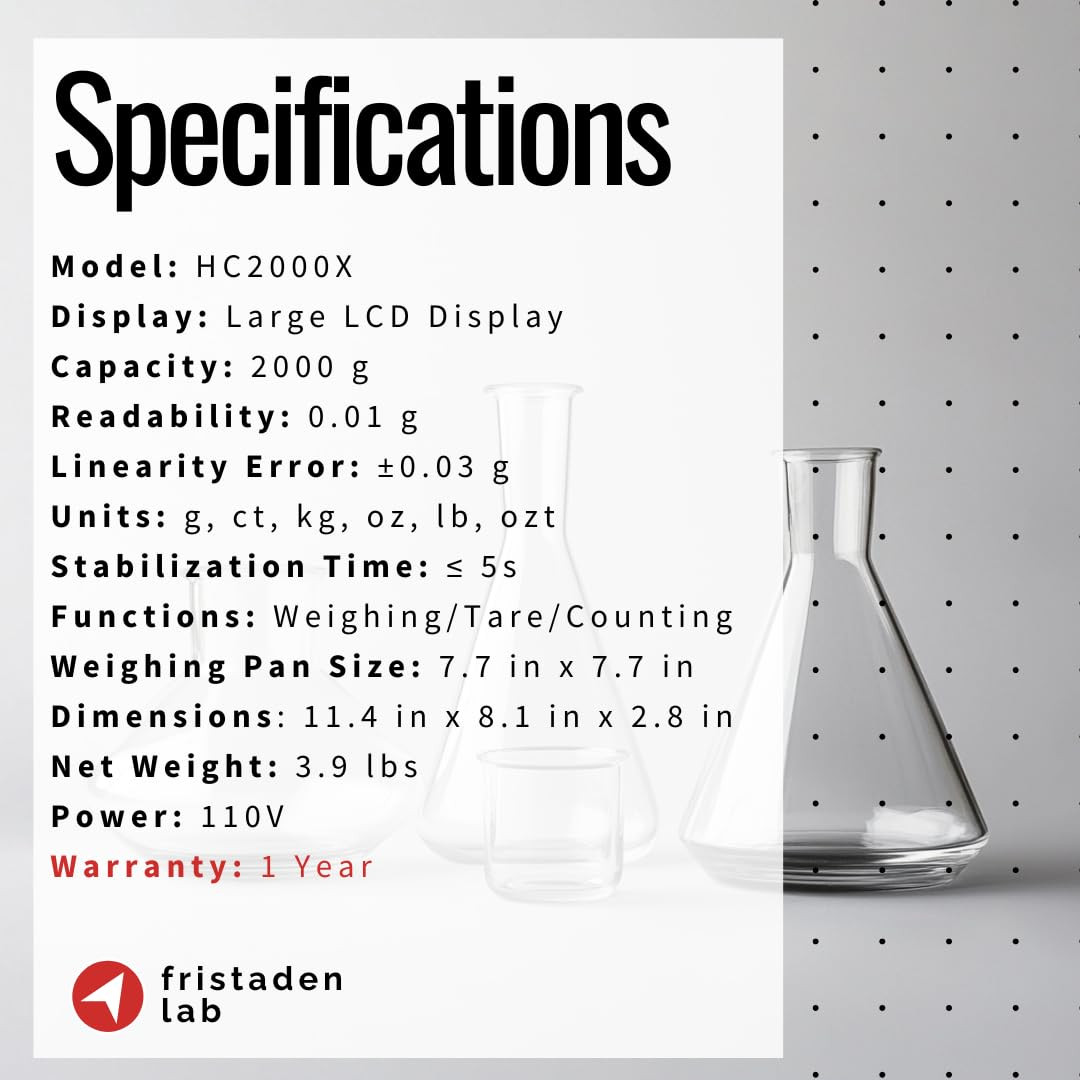 Scale | 2000 G X 0.01 G | USA Company – Digital Lab Balance with Professional Lo