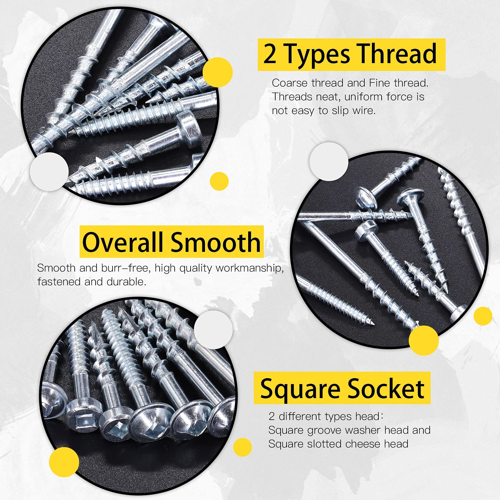 160 PCS #8 Zinc Steel Pocket Hole Screw 1 Inch Coarse Thread Square Drive