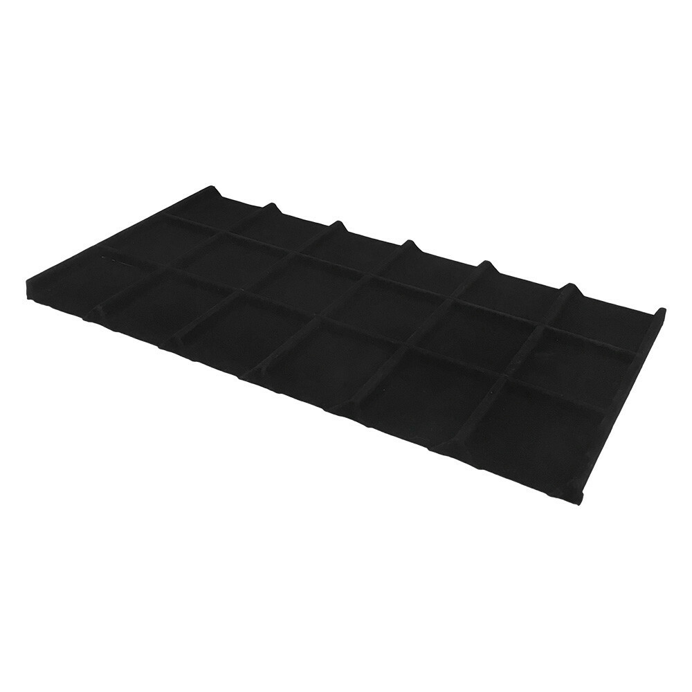 18 Divided Black Velvet Insert Tray Jewelry Display Compartment 14″ x 7-1/2″