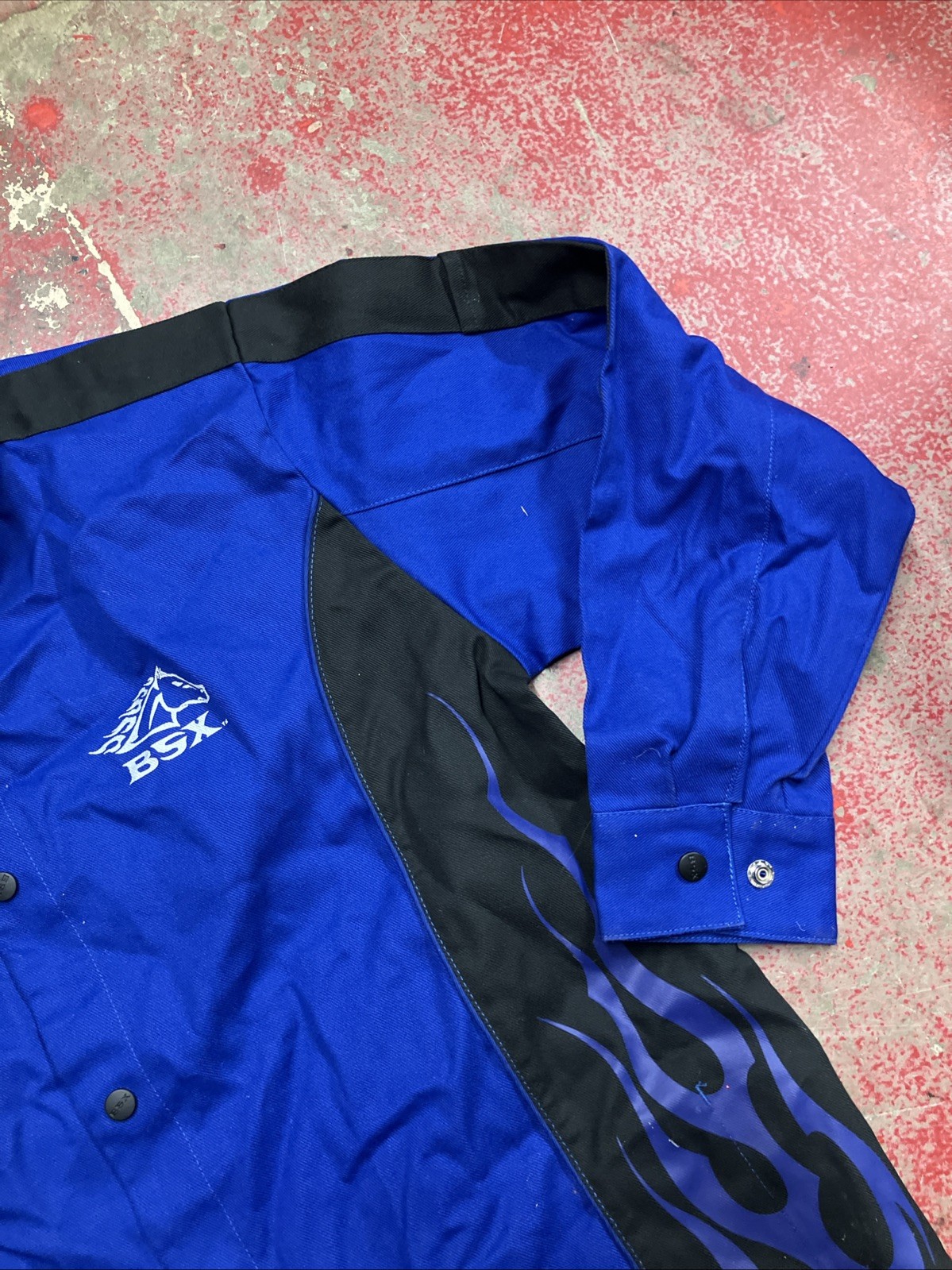 Revco Black Stallion BSX Blue FR Welding Jacket w/Blue Flames LARGE