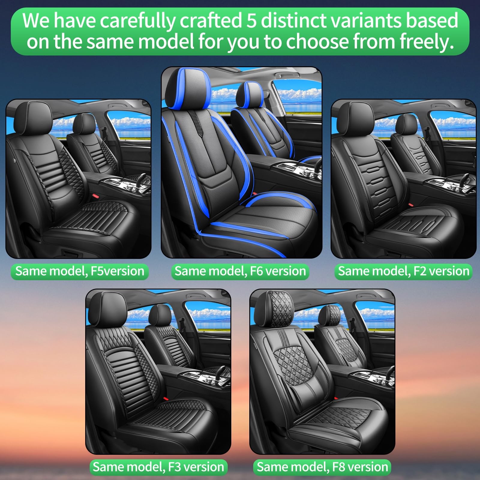 Jeep Patriot Seat Covers 2007-2017 Waterproof Leather Airbag Full Set Black Blue