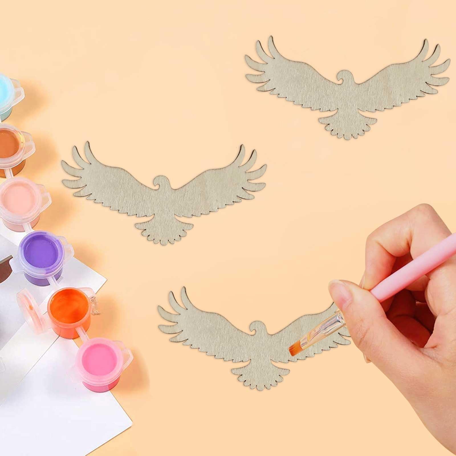 20pcs Wooden Eagle Shaped DIY Craft 4x2x0.1 inch / 10×5.1×0.25 cm, wood color