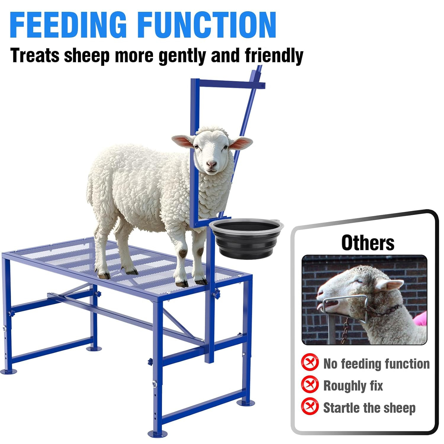 Goat Milking Stand with Removable Feed Bin, 600LB Heavy Duty Goat Stand for Hoof