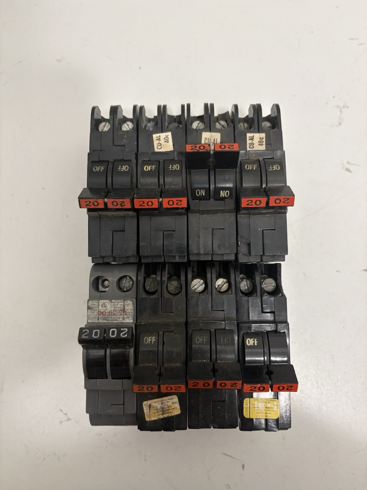 (Lot Of 8) Federal Pacific NC220 2 Pole 20 Amp Stab Lok Circuit Breaker – Flawed