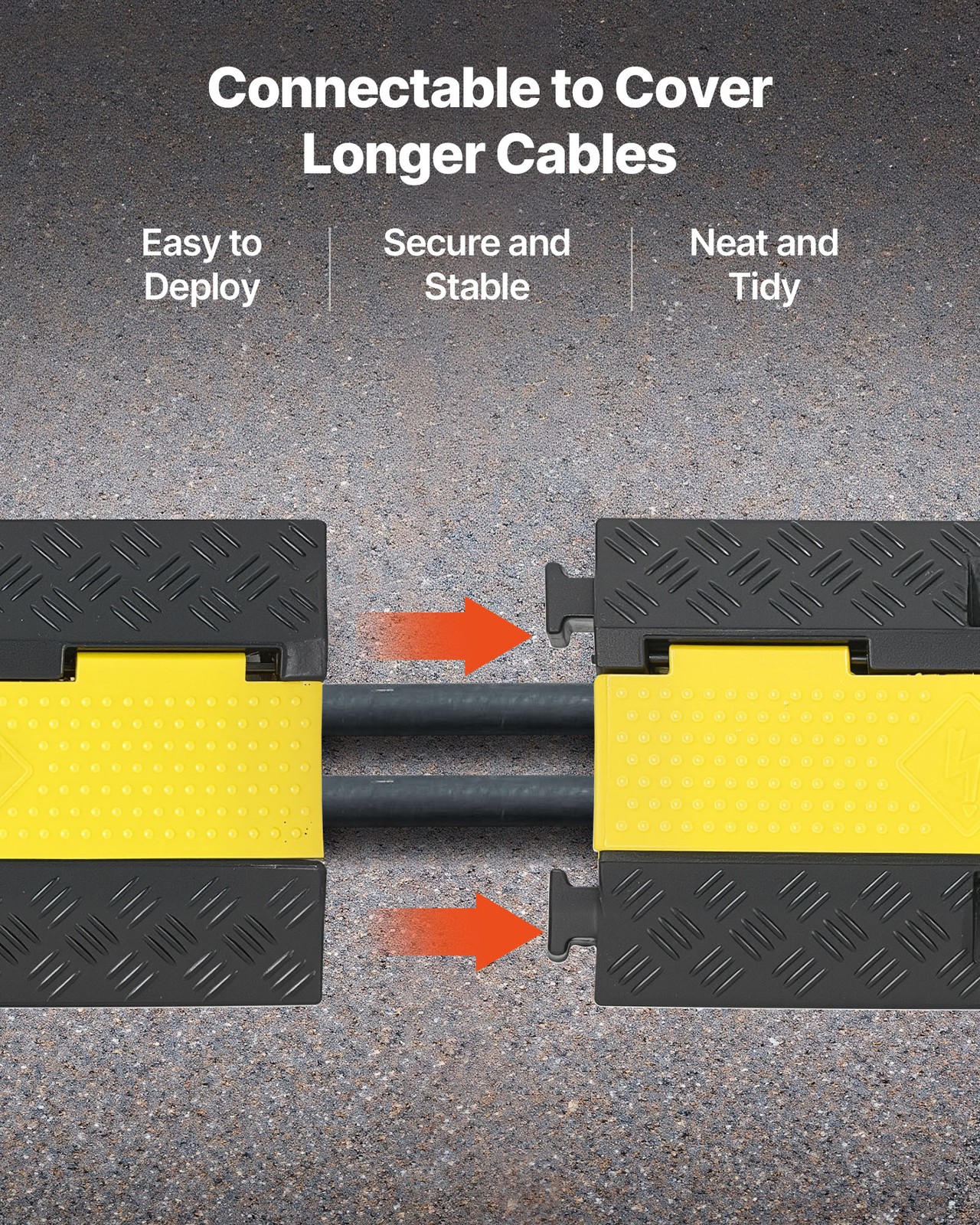 VEVOR Cable Protector Ramp Rubber Cord Cover 22000 lbs/axle Capacity 2 Channel