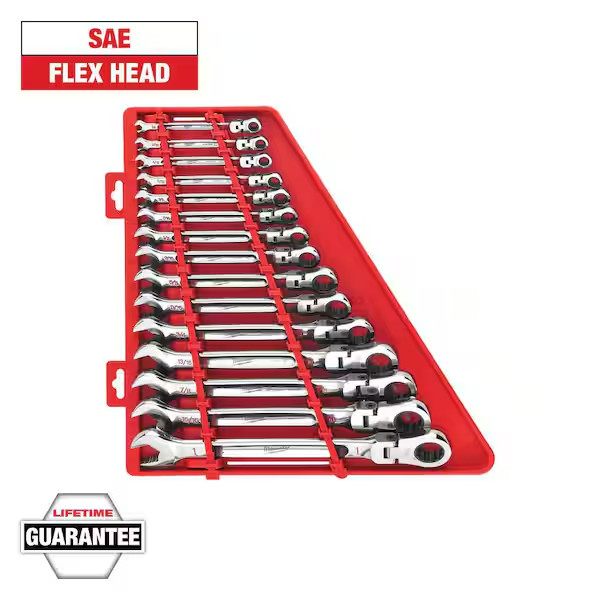 15pc SAE Flex Head Ratcheting Combination