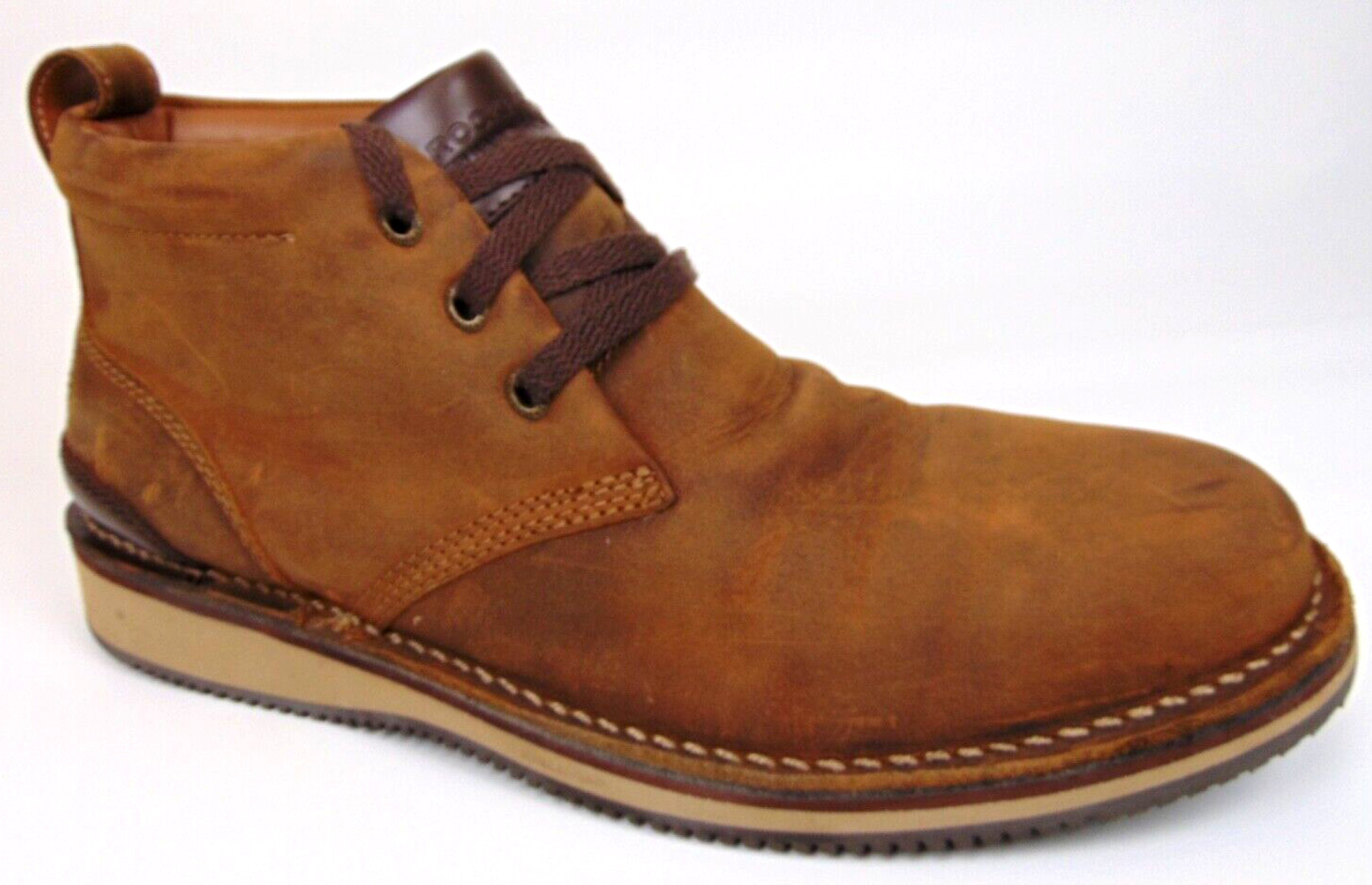 Rockport Mens Prestige Point Work Safety Toe Chukka Size 10.0 WIDE, Brown Leathe