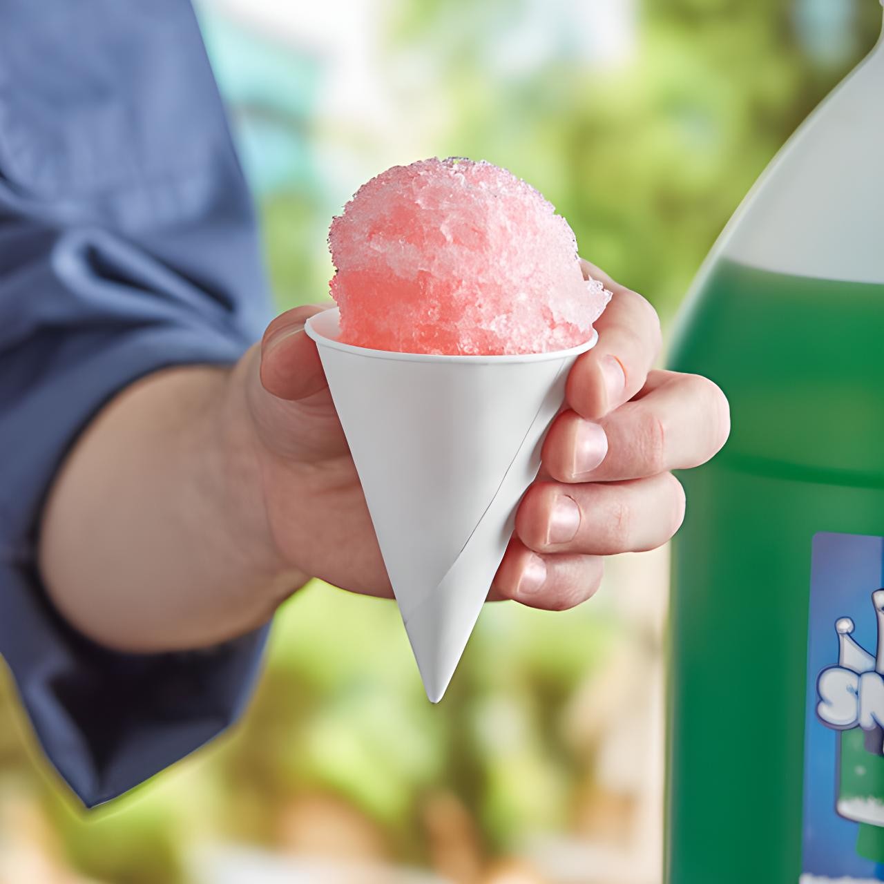 OCS Parts 200-Pack White Paper Cone Cups for Snow Cones, Water, and Hawaiian Ice