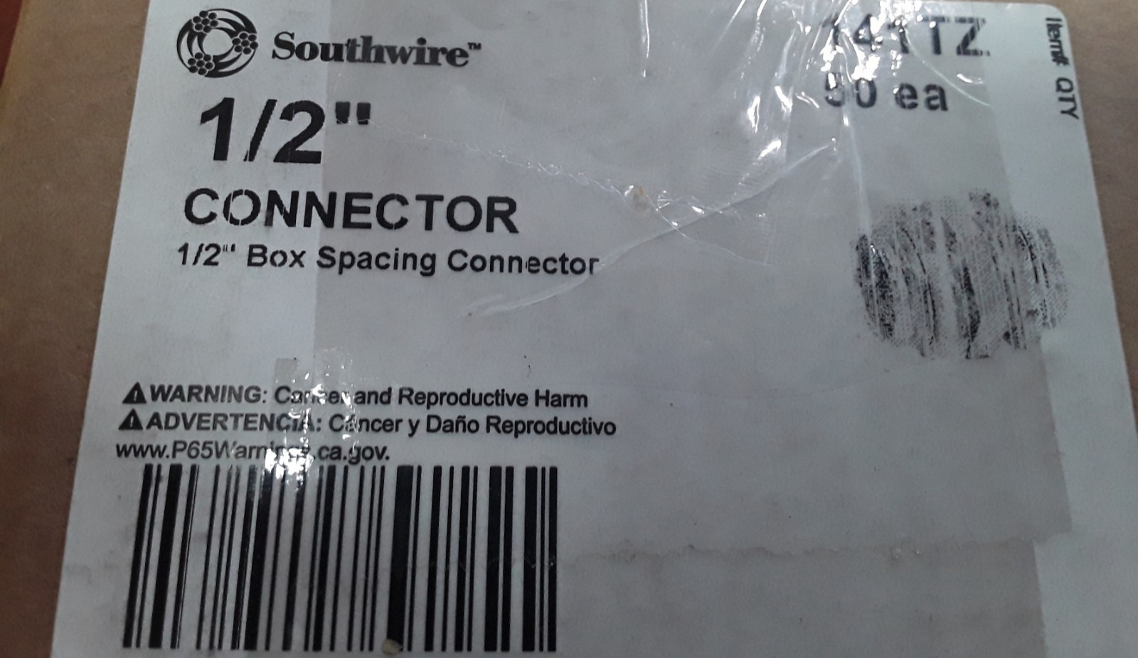 (LOT OF 50) Southwire 141TZ 1/2″ Box Spacing Connector