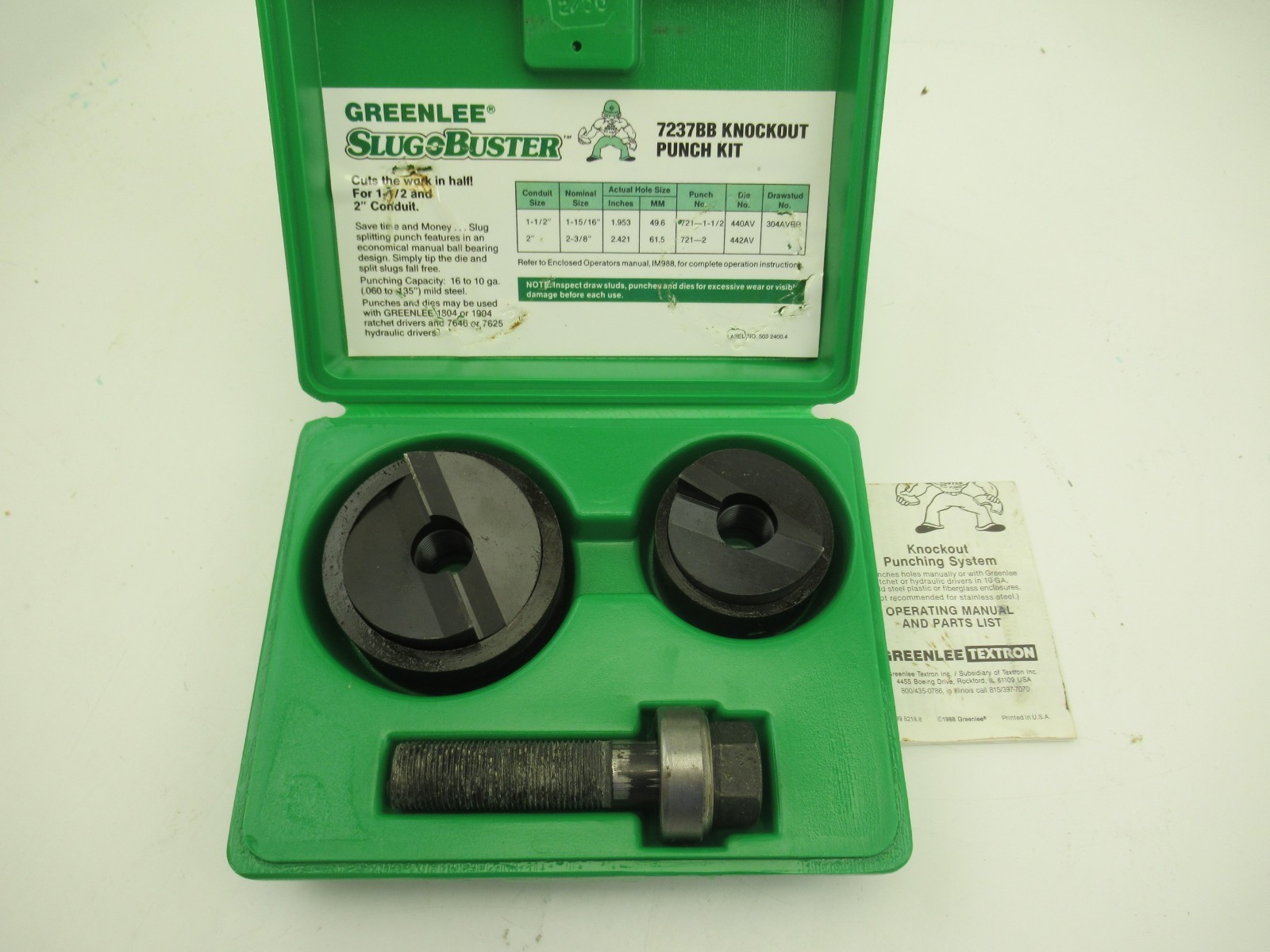 Greenlee Slug-Buster Knockout Punch Set Model 7237BB