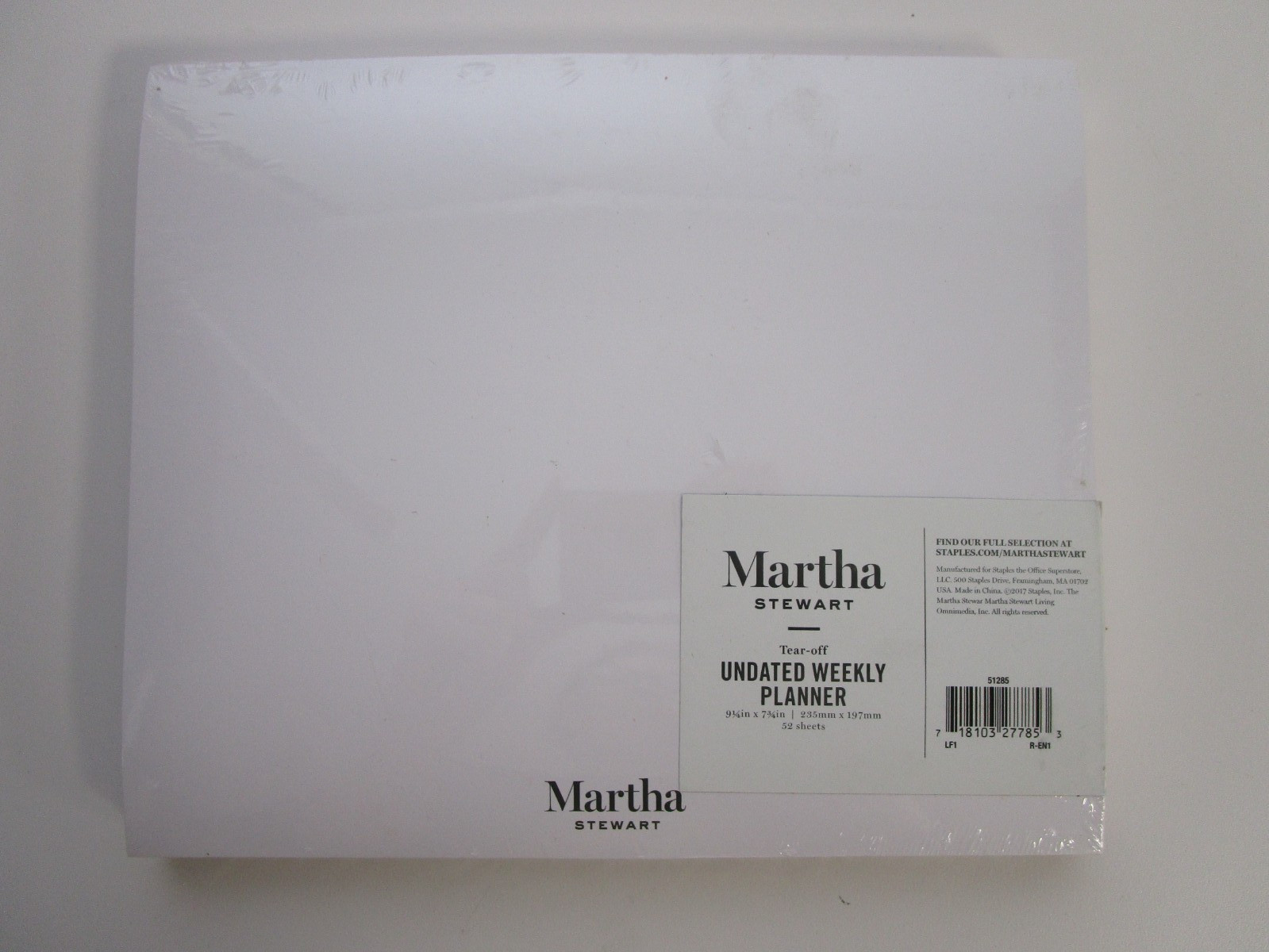 New Sealed Martha Stewart Tear-Off Undated Weekly Planner 9.25×7.75in