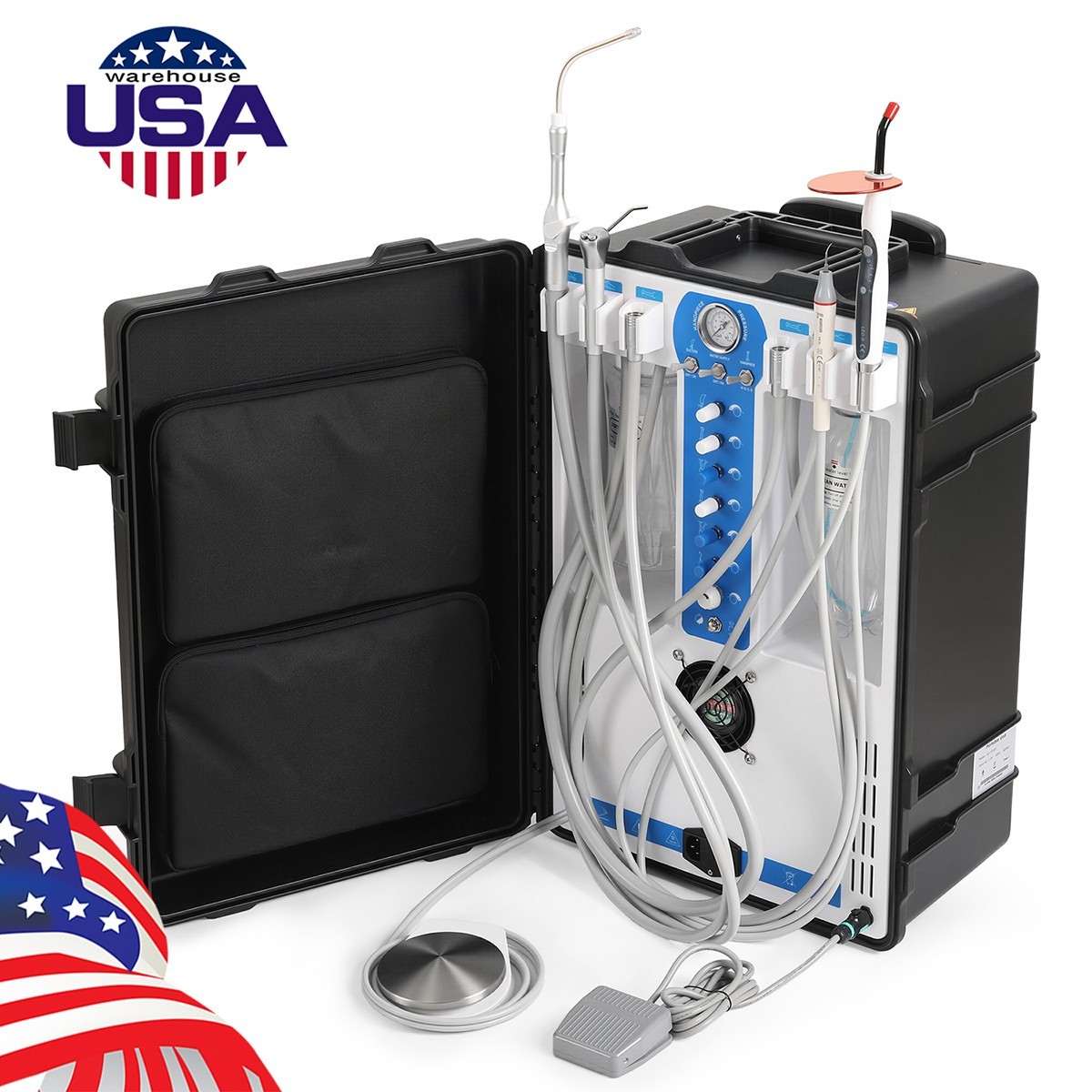 Dental Portable Delivery Unit Mobile System with Air Compressor Scaler/Tubing