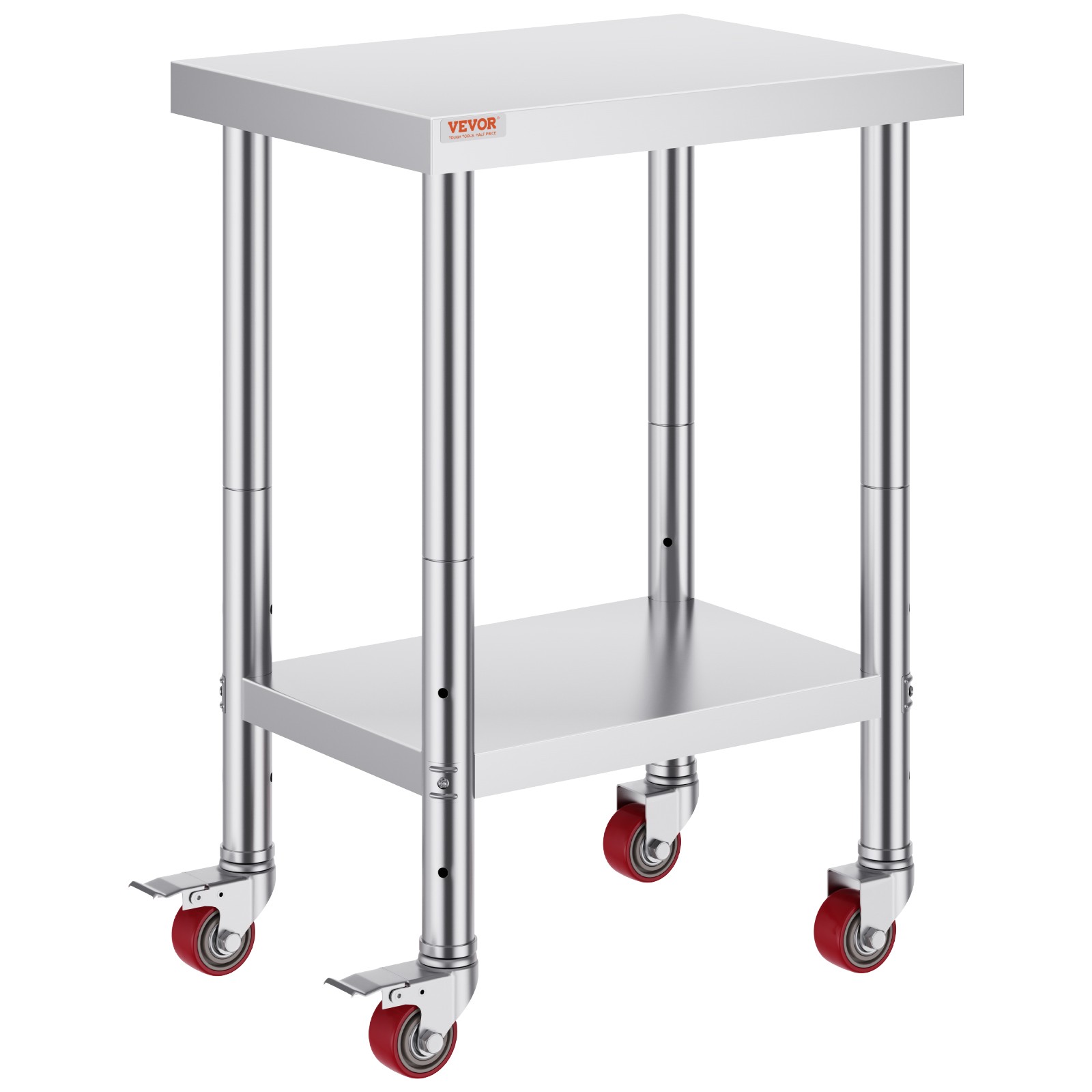 VEVOR Stainless Steel Work Table Commercial Prep Table 24×18 Inch With 4 Casters