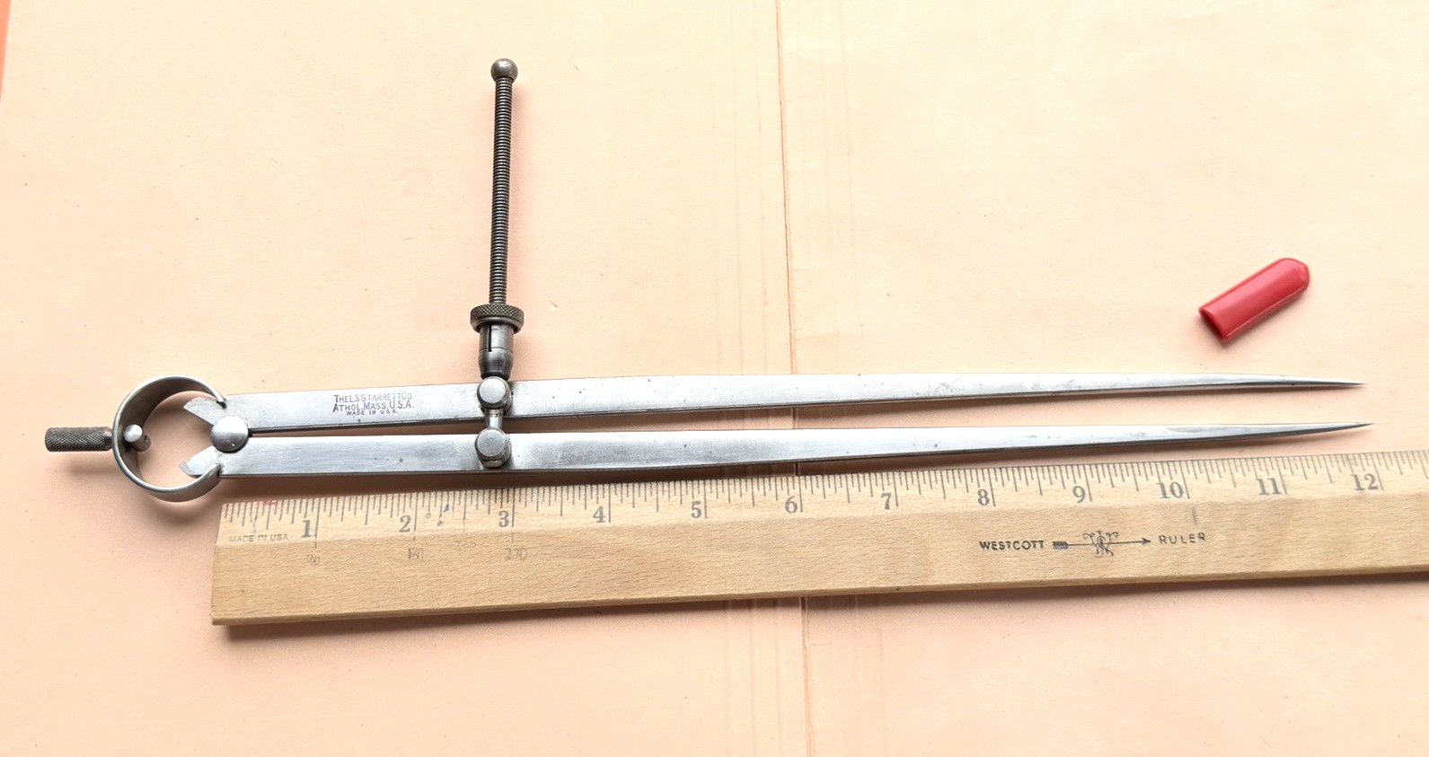 STARRETT No. 83B-12 Spring-Type Dividers W/Flat Legs; 12.0” Size & Capacity.USA
