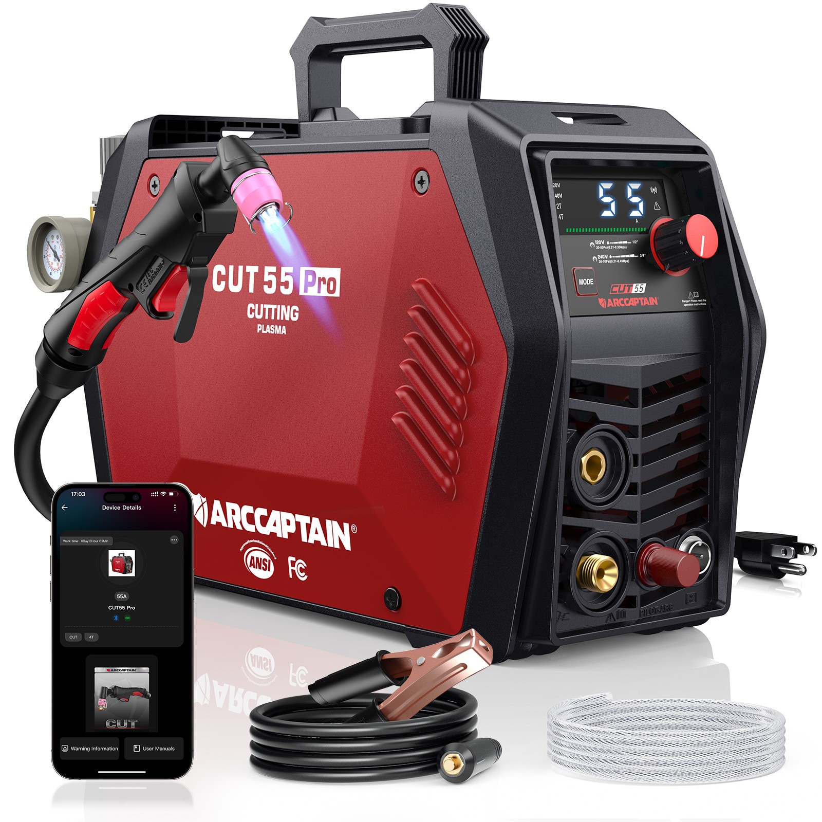 ARCCAPTAIN iControl Plasma Cutter 55A Non-Touch Pilot Arc 120/240V Dual 3/4″ Cut