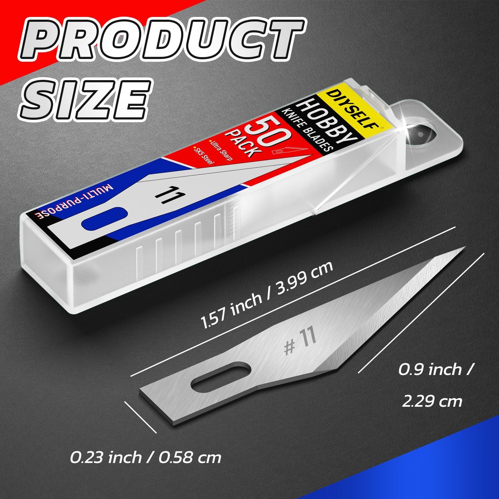 Diyself 50 Pcs Exacto Knife Blades High Carbon Steel 11 Blades Refill Art Blade