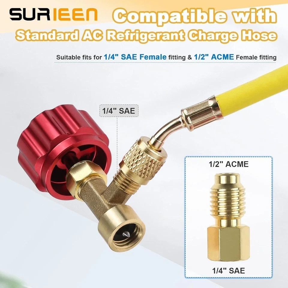 R134a Can Tap Valve Â Self-sealing & Puncture Style W/ Tank Adapter for A/c