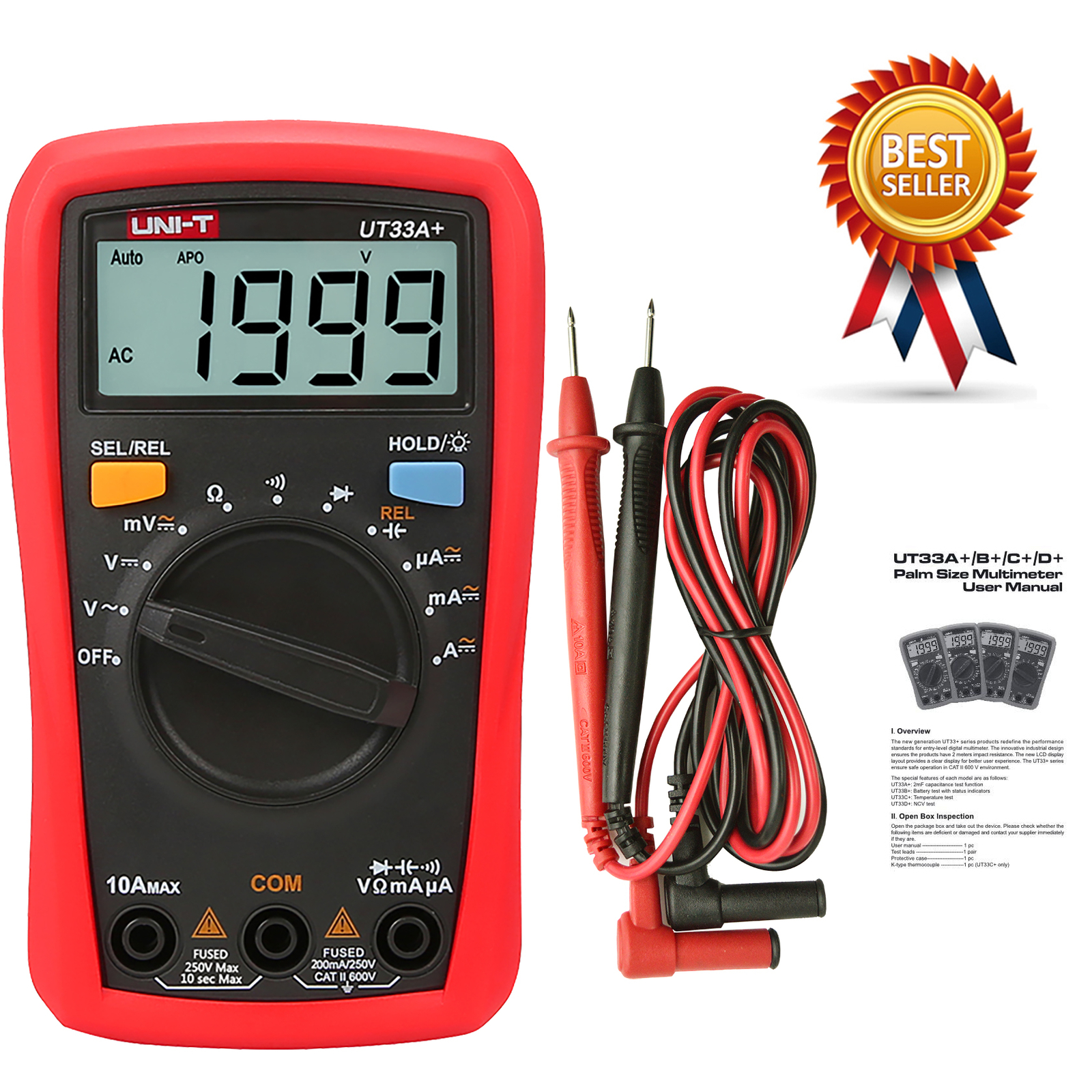 UNI-T UT33A+ Digital Multimeter Auto Range Voltage Current Resistance Measure
