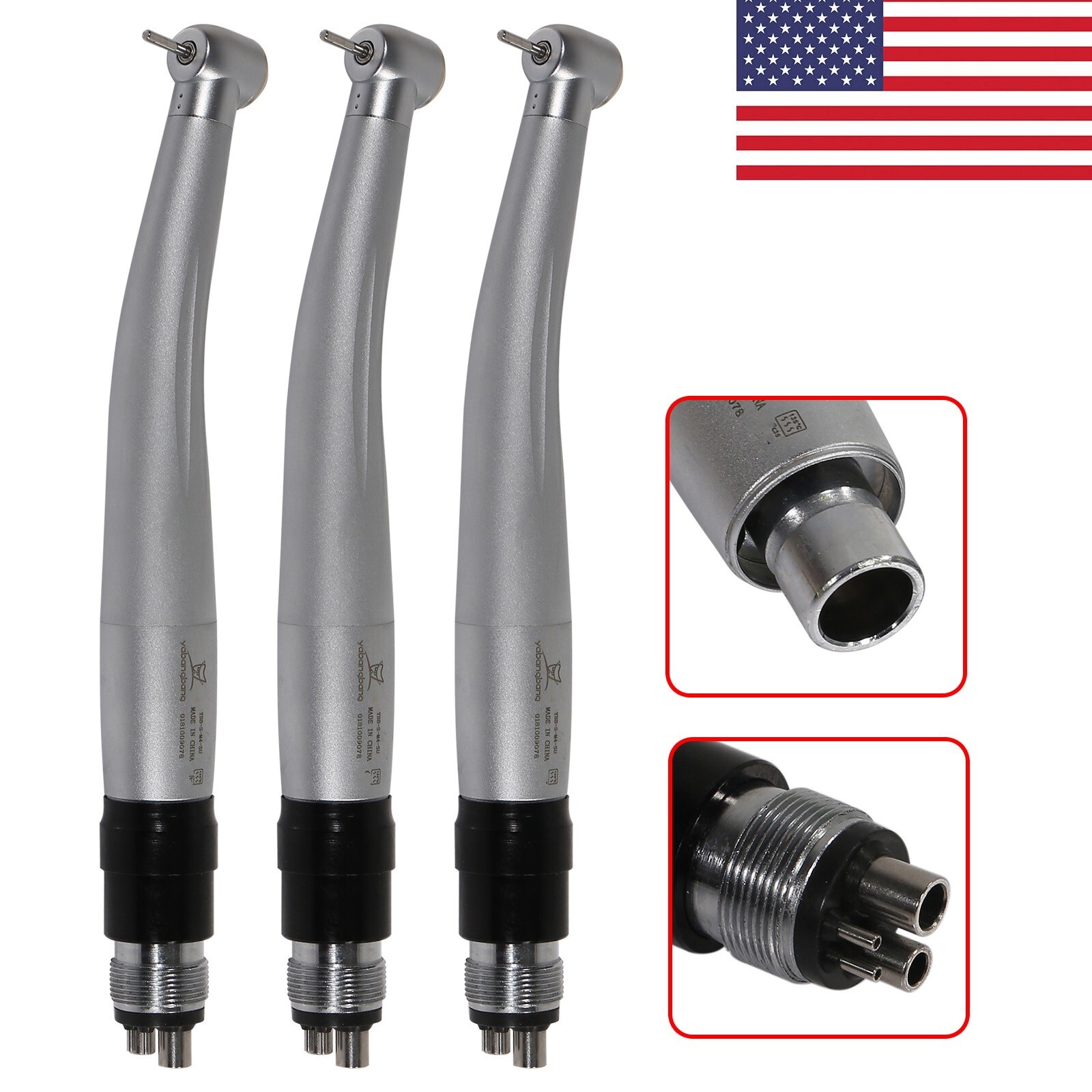 3x Dental push button turbine handpiece Quick Coupler 4Holes fit NSK YBNK4 USA