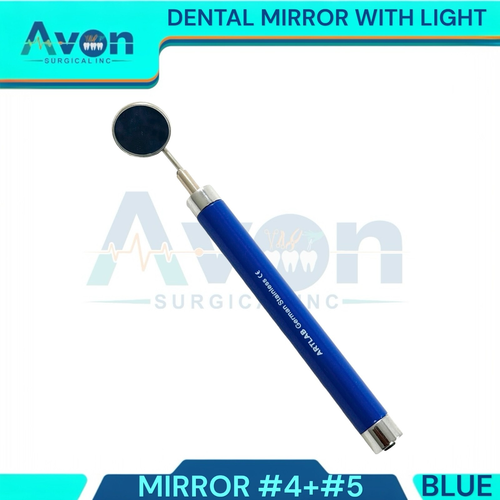 Set of 5 Multi-Color Mouth Mirrors with Light & Mirror #4 + #5, Oral Hygiene