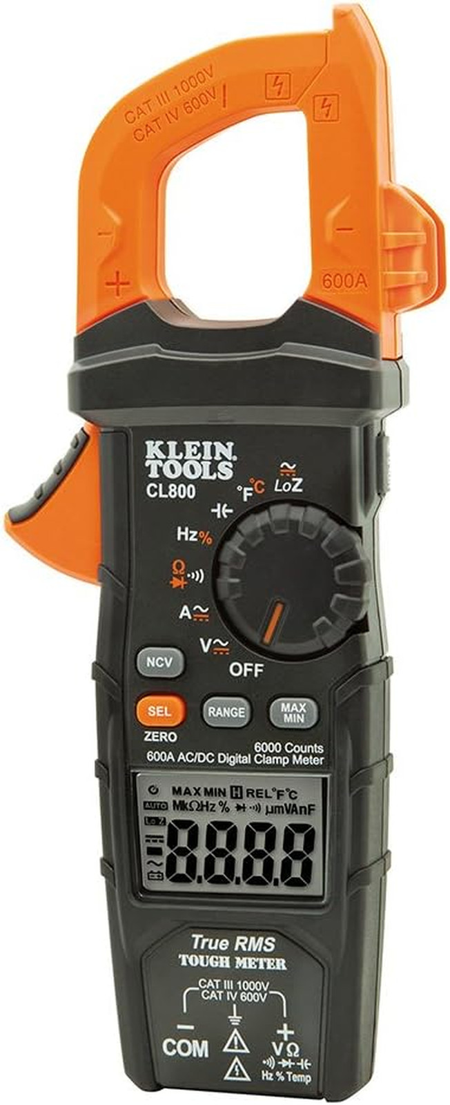 CL800 Digital Clamp Meter, Auto Ranging TRMS, AC/DC Volt/Current, LOZ, Continuit
