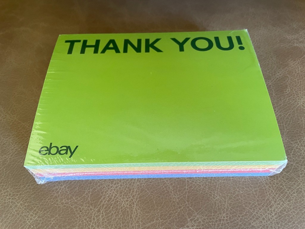 100 eBay Thank You Cards 4 Colors Red Blue Yellow Green Official eBay Cards