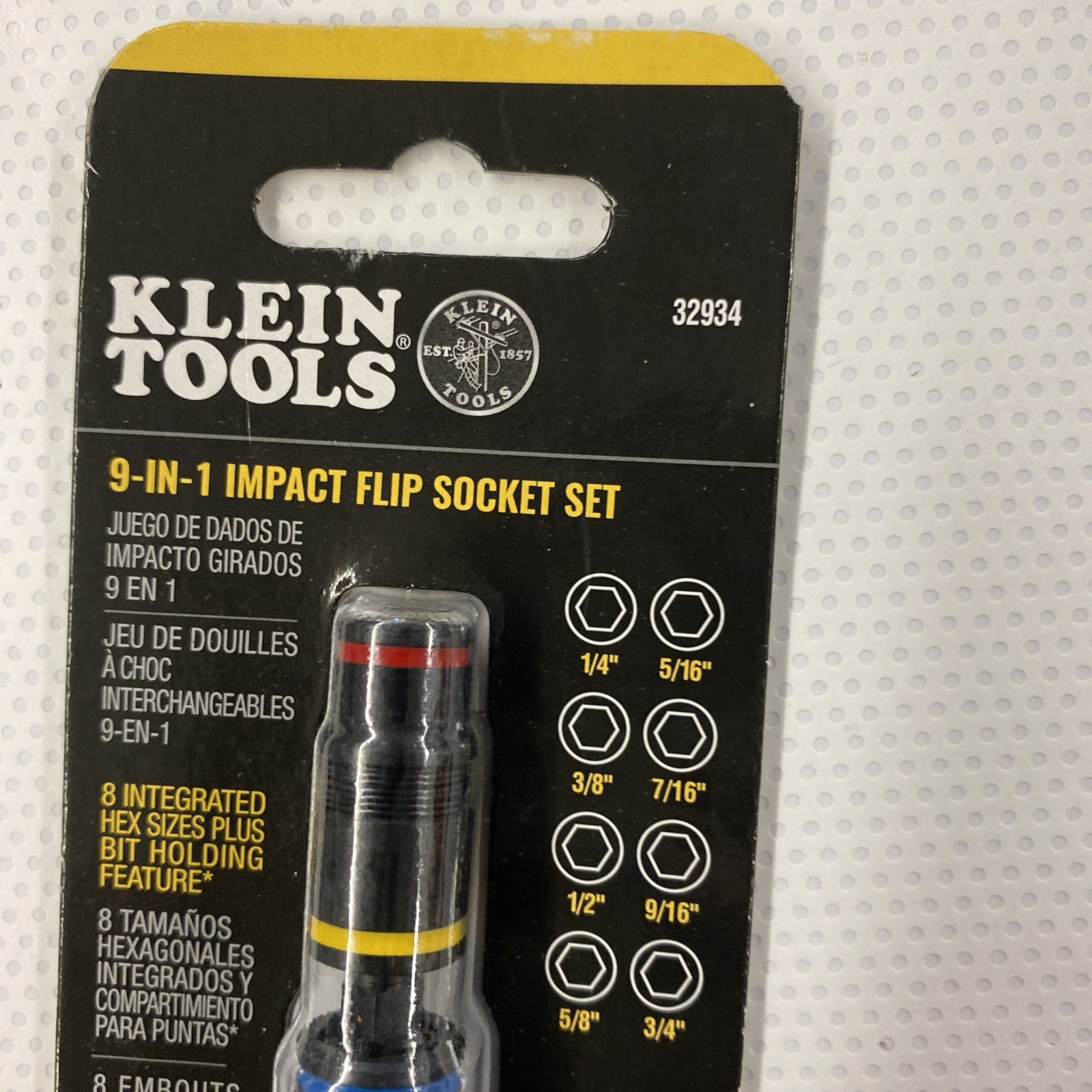 Klein Tools 32934 9-in-1 Impact Rated Flip Socket Set