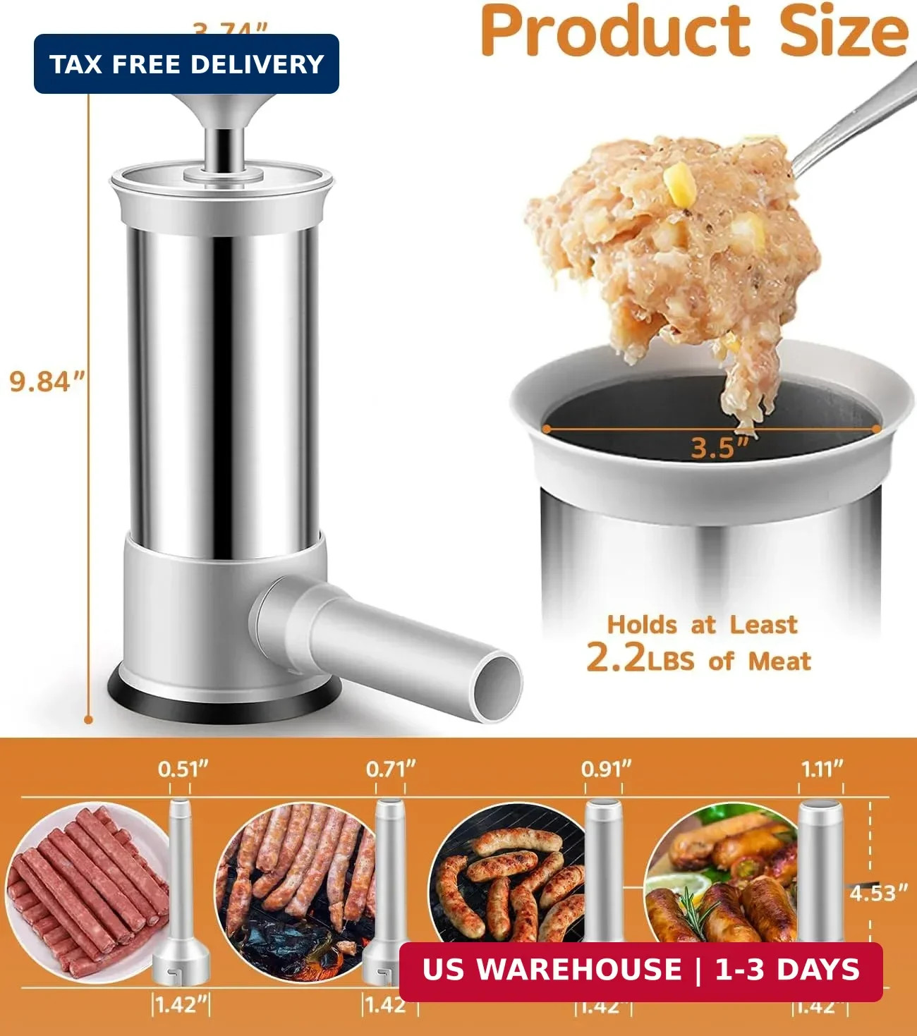 Sausage Stuffer Machine Vertical Sausage Maker, 2025 New Stainless Steel Homemad