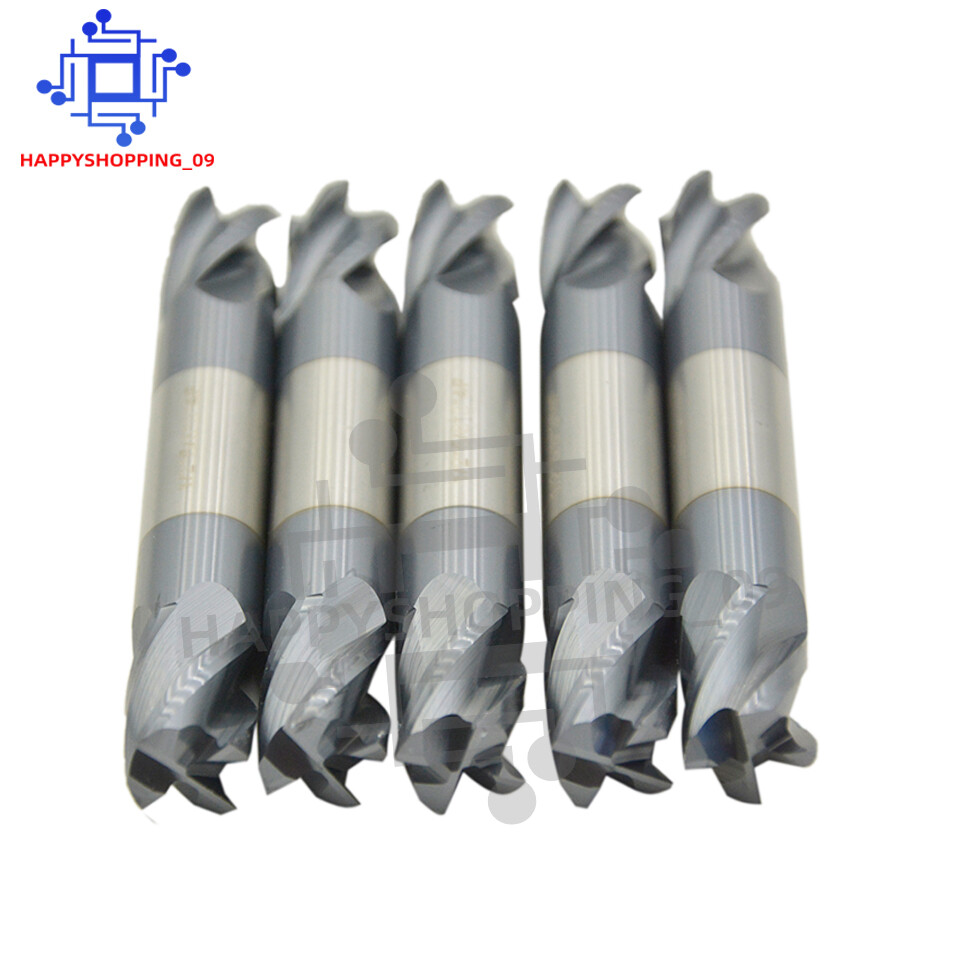 5Pcs 4 Flute 1/2″ x 5/8″ x 3″ Double End Solid Carbide End Mills – AlTiN Coated