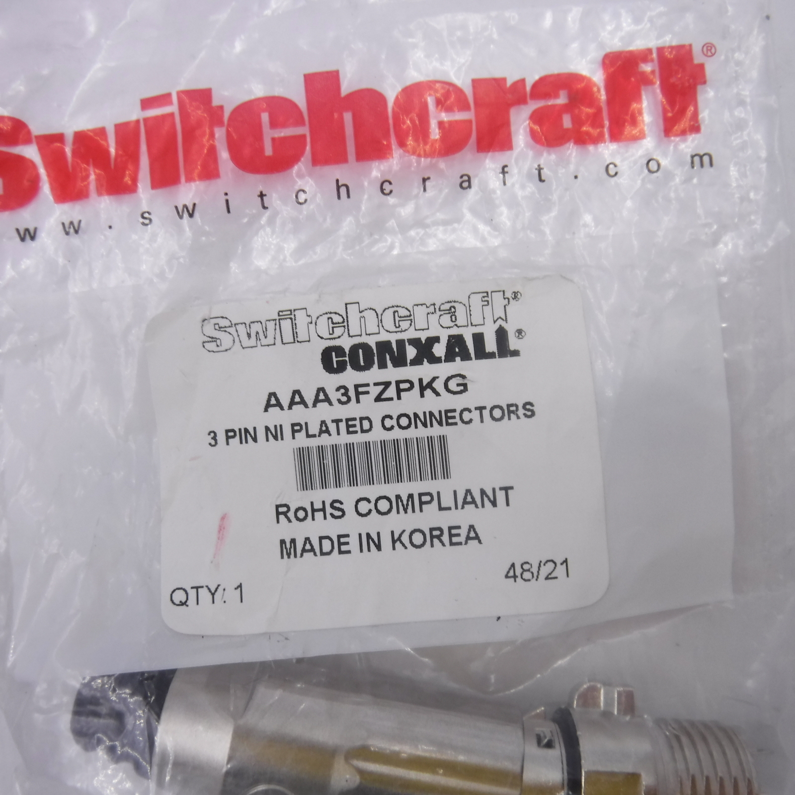 2x SWITCHCRAFT AAA3FZ 3-Pin XLR Female Heavy Duty LO-Z Cable Mount Plug