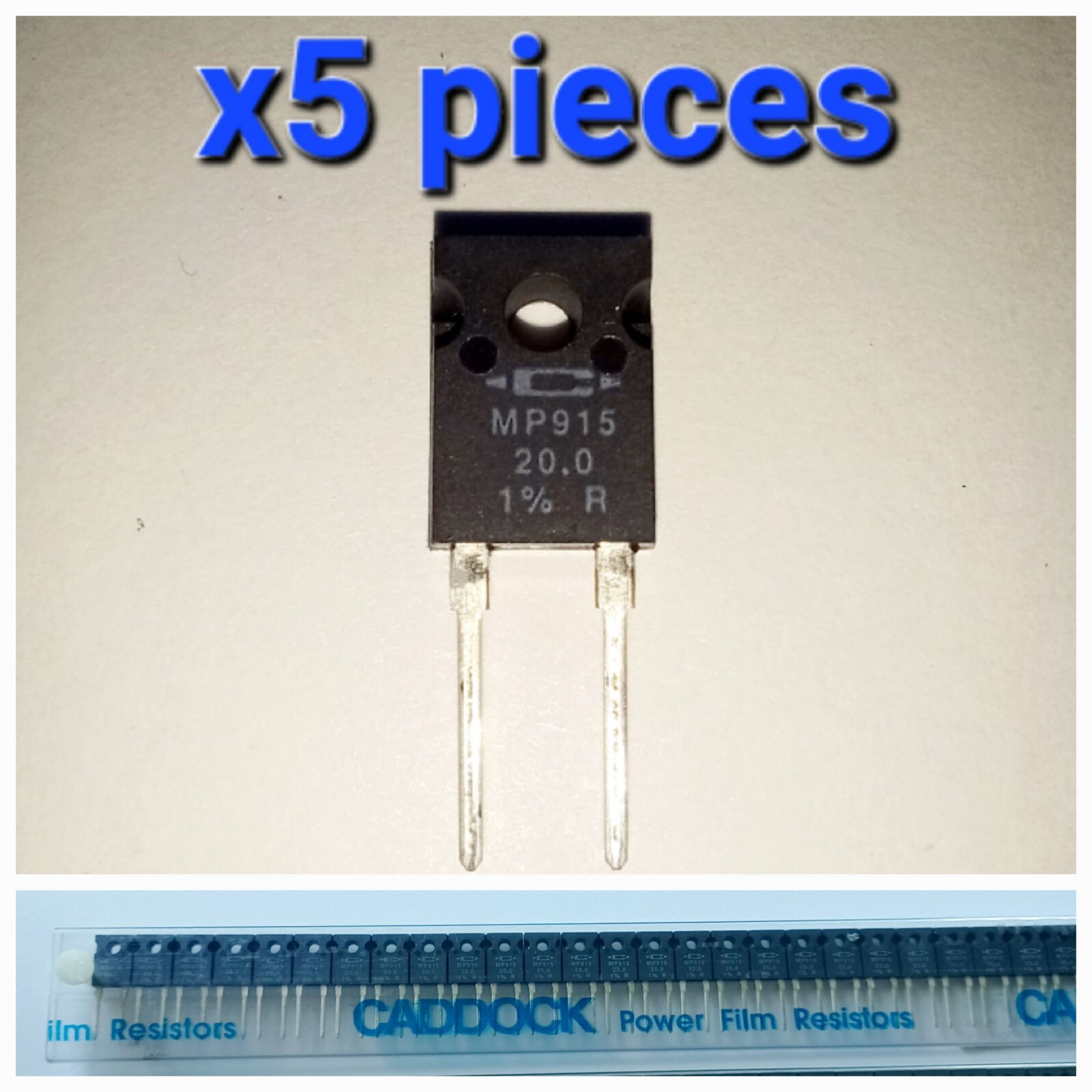 Lot of 5* Caddock 15 Watt Thick Film Resistor 20 Ohm MP915-20.0-1% TO-126-2