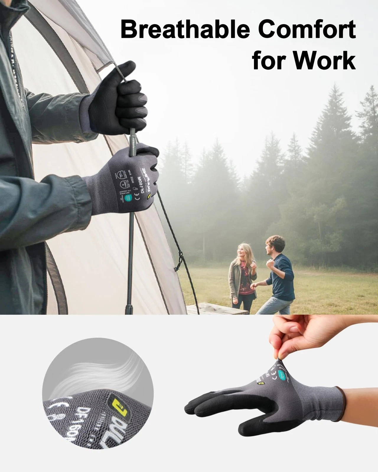 DULFINE Safety Work Gloves MicroFoam Nitrile Coated-12 Pairs Pack,Seamless Kn…