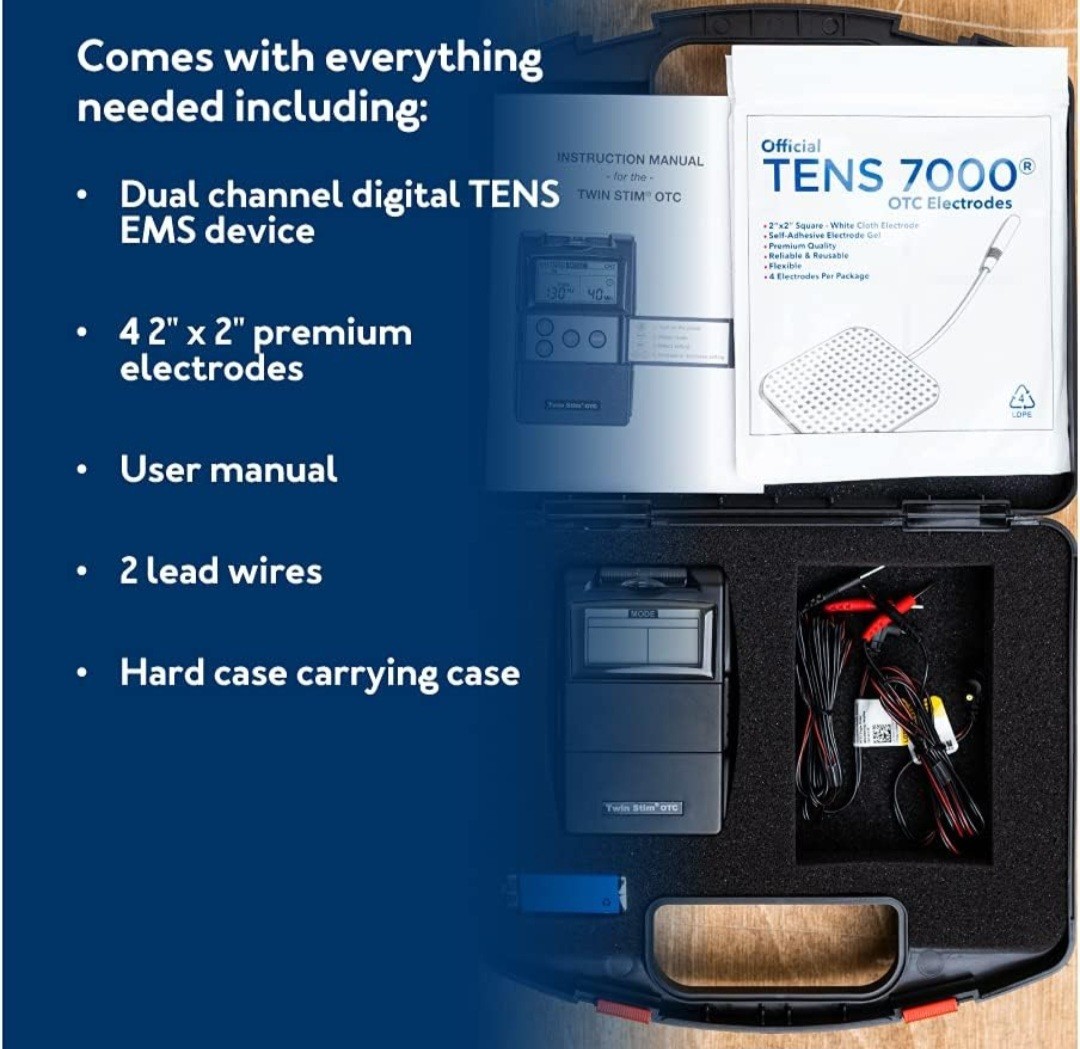 TENS 7000 Dual Channel Handheld TENS/EMS Unit Kit w/ Electrodes & Case