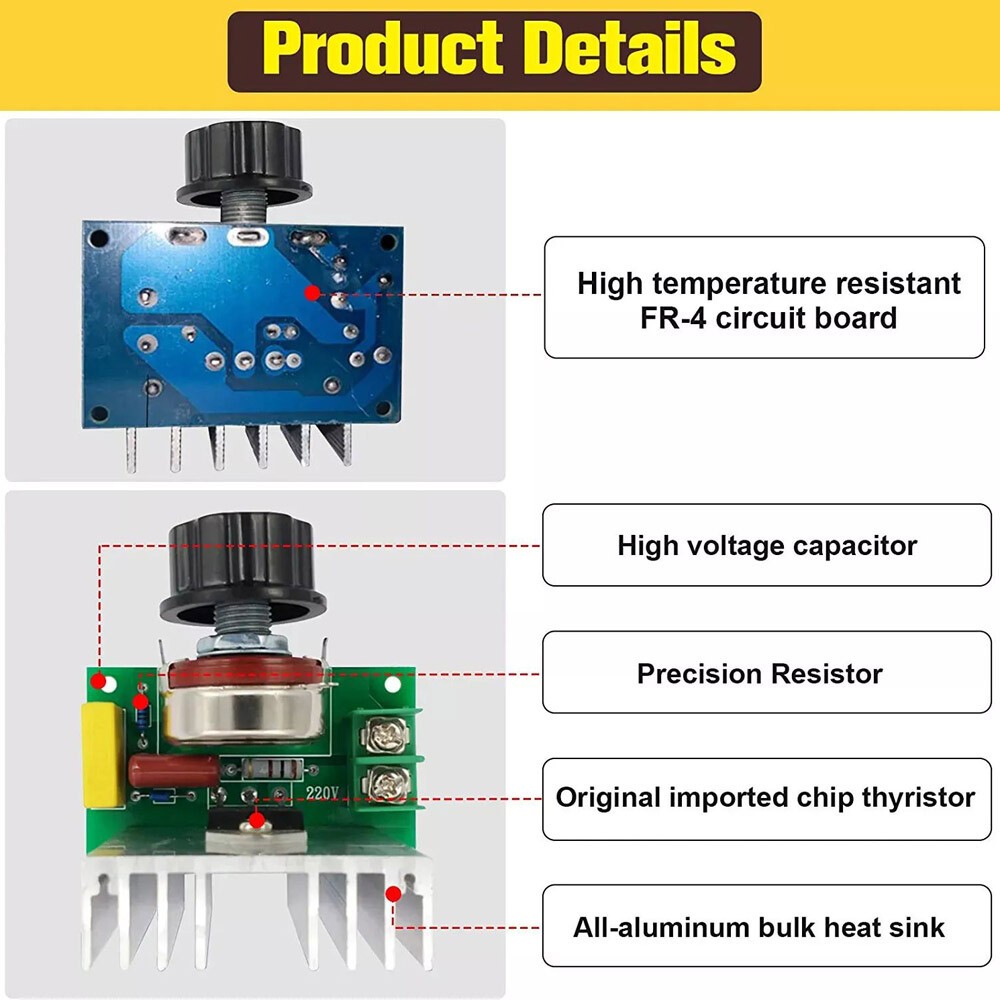 Electric Motor Variable Speed Controller – 120V~220V 15A 4000W AC Motor Speed US
