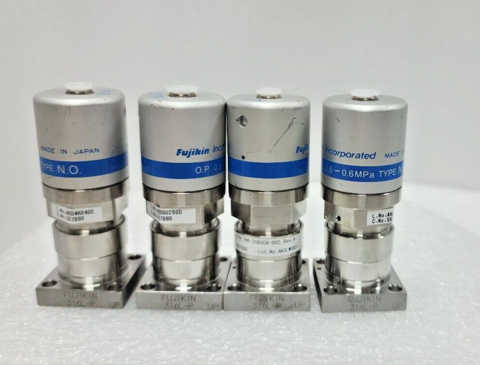 Lot of 4 Fujikin O.P.0.5~0.6 Mpa, Lam 766-208308-002 Rev A Valve,Used,Jp_96932