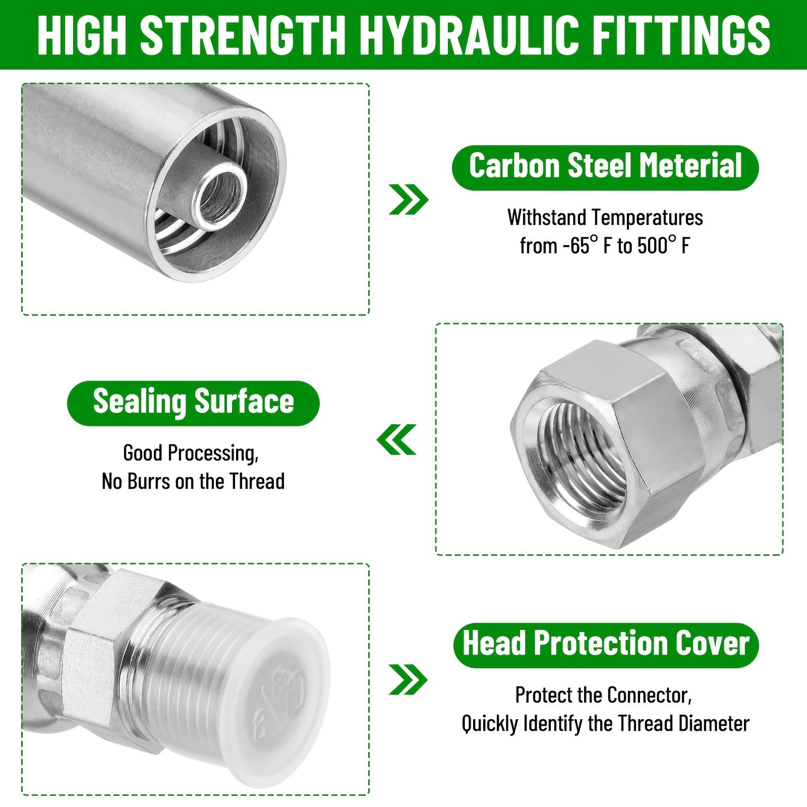 50FT 3/8″ Hydraulic Hose with 16PCS Hydraulic Hose Fittings, 2-Wire Braided Tube