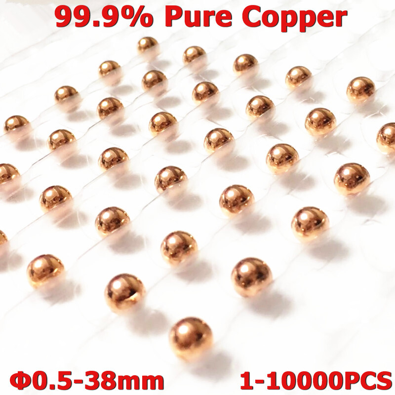 99.9% Cu Pure Cupper Balls Solid Precision Ball Smooth Sphere Beads Φ 0.5mm-38mm