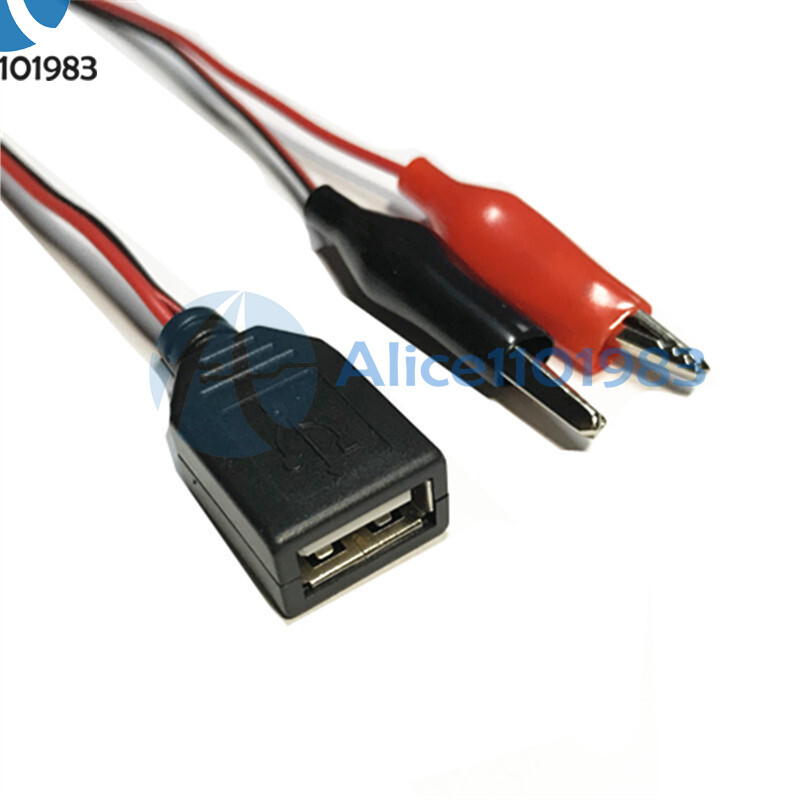 Alligator Test Clip Clamp to USB Female/Male Connector Adapter Cable Cord