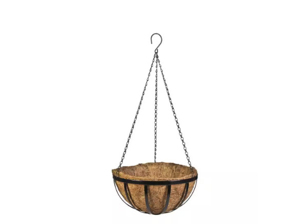 Vigoro 14 in. Dia English Black Metal Hanging Basket with Coco Liner- 4 PACK