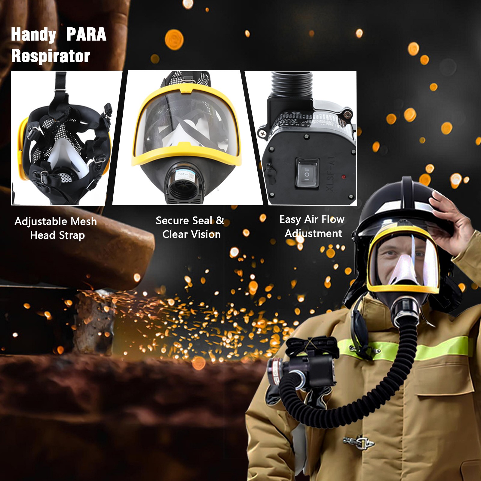 Electric Full Face Gas Mask Constant Flow Respirator Supplied Air Fed System us