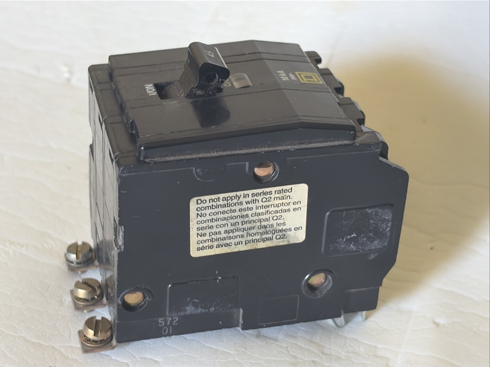 Square D QOB345 45A 3-Pole 240V Bolt-On Circuit Breaker Trip Indicator 10k New