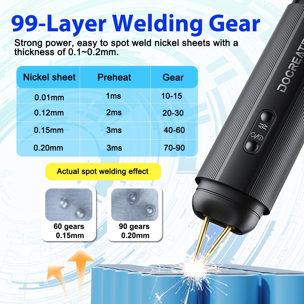 99 Gears Adjustable Spot Welder Portable Spot Welding Machine for 18650 Battery