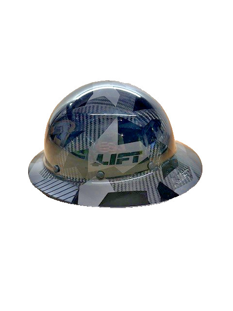 LIFT Safety HARD HAT, NEW! HDC-20CK BLACK CAMO Full Brim w/ Ratchet Suspension