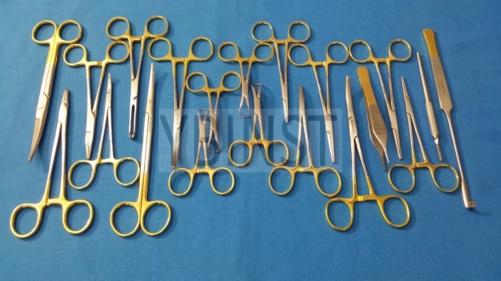 SET OF 20 PCS GOLD HANDLE T/C FELINE SPAY PACK SURGICAL INSTRUMENTS KIT