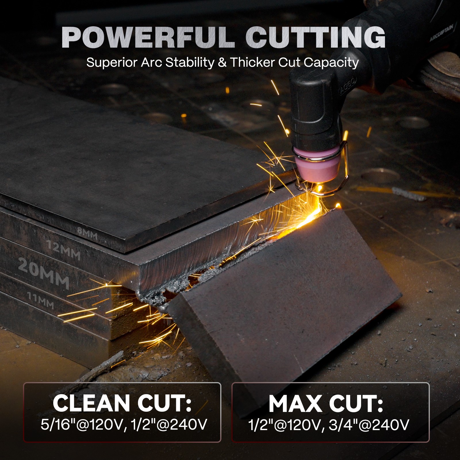 ARCCAPTAIN iControl Plasma Cutter 55A Non-Touch Pilot Arc 120/240V Dual 3/4″ Cut