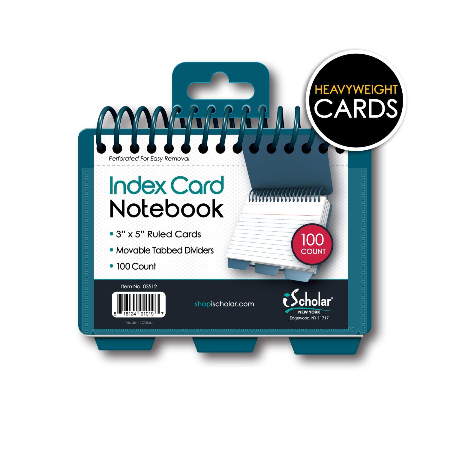iScholar Index Card Book, Poly Wire, 3 Tabs, Color Will 3×5 inches, Clear