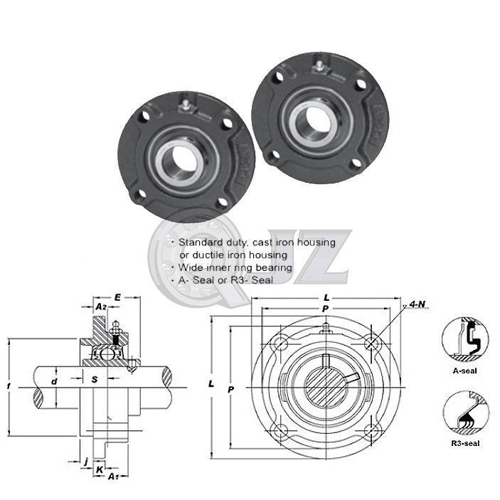 2x 1.875 in 4-Bolt Piloted Flange Cast Iron UCFC210-30 Mounted Bearing New