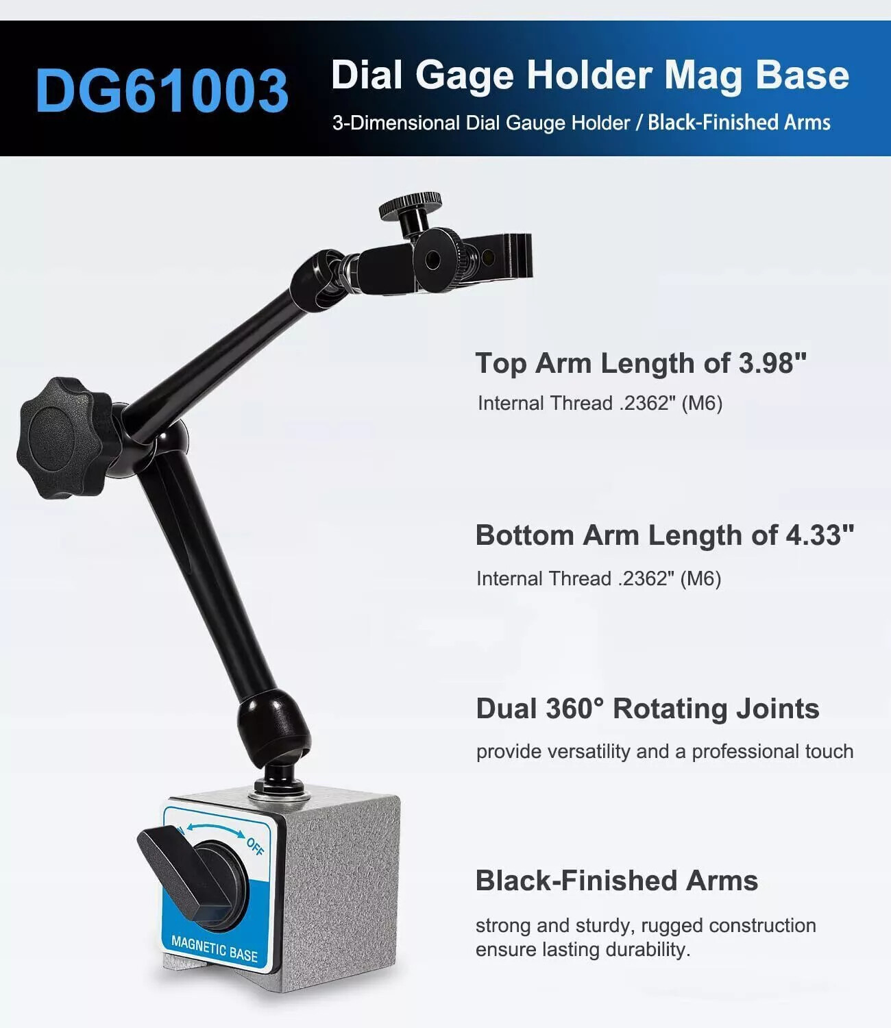 For Noga DG61003 Dial Gage Test Indicator Holder Magnetic Base 176lb Fine Adjust