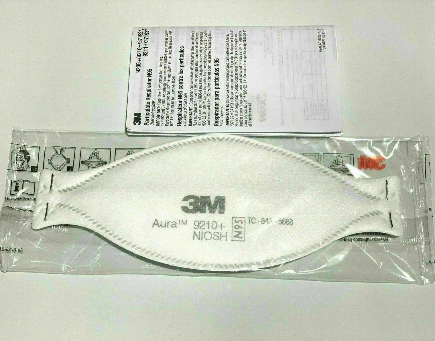 3M Aura 9210 + N95 Safe Guard Individually Sealed Exp 04/2027 1 each